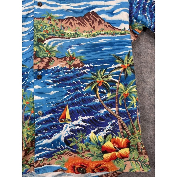 Vintage KoleKole Hawaiian Men XL Short Sleeve Hawaii Island Floral Sea Palm Tree - Picture 5 of 8